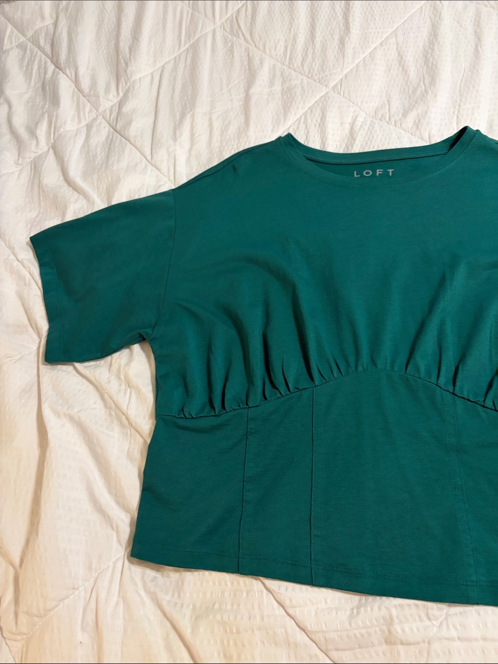 LOFT Teal Corset Hem Tee Knit Top - Sz Large - Picture 5 of 10